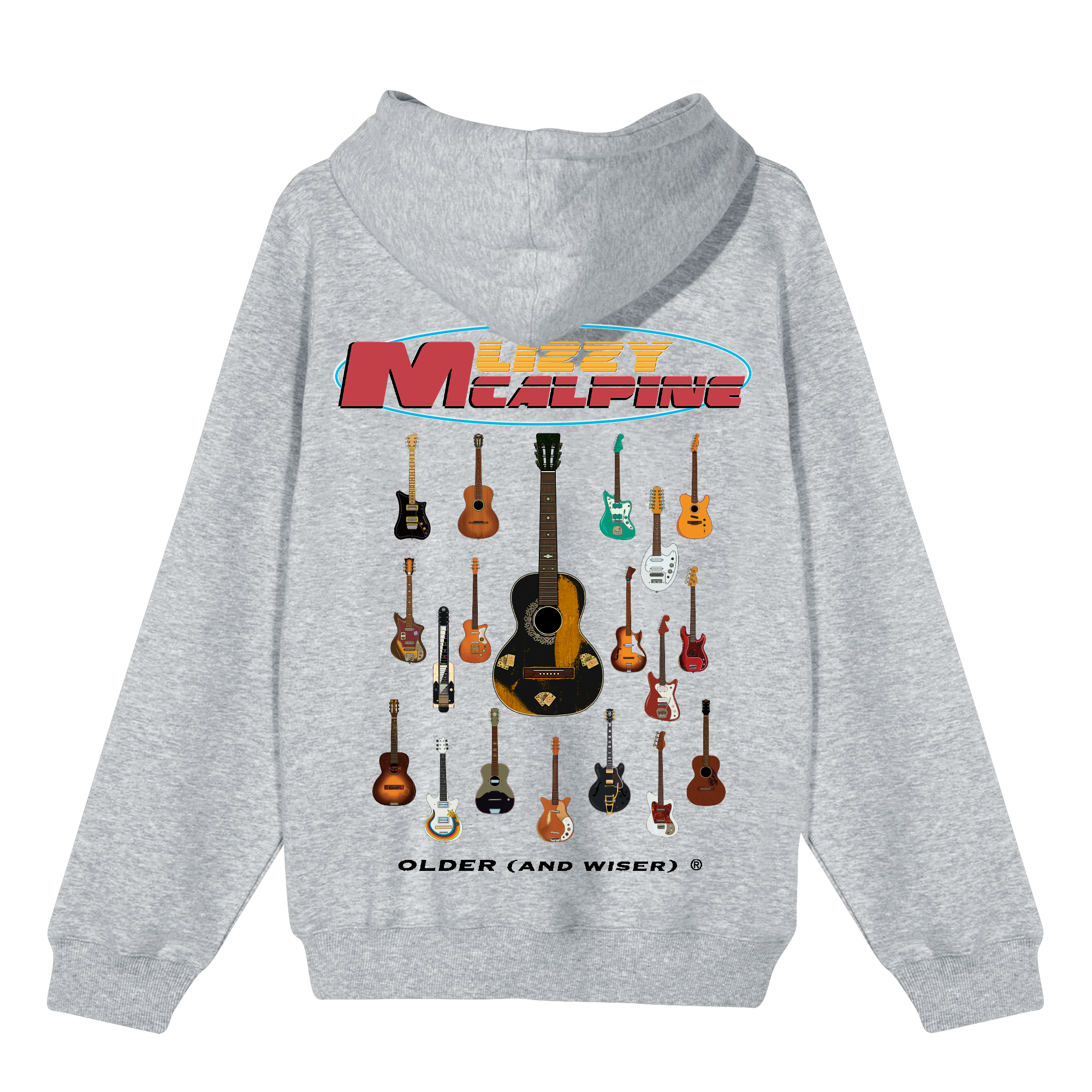 Older (and Wiser) Guitar Hoodie - Grey – Lizzy McAlpine Older (and Wiser) Guitar Hoodie - Grey – Lizzy McAlpine